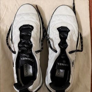 CHANEL Women's Black and White Sneakers